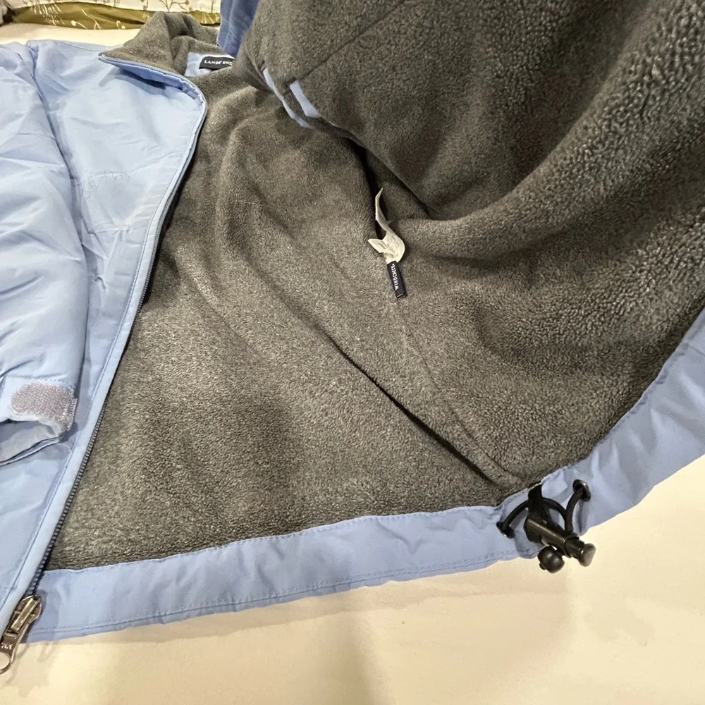 Lands’ End Fleece Lined Jacket Blue Women’s Medium Zip Front Coat - Picture 6 of 10